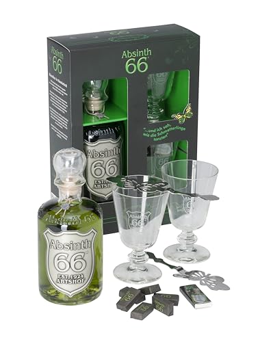 1 Geschenkbox Absinth a 500ml 66,6% Vol. + 2 Gläser + 2 Absinthlöffel