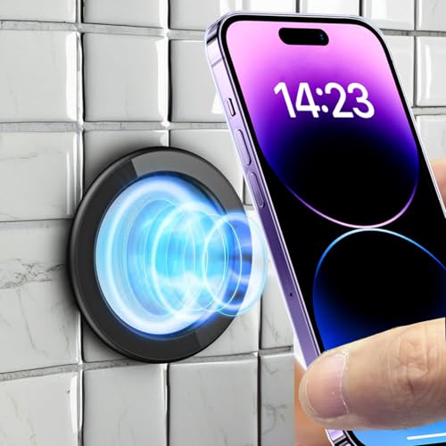 3 Pack Wall Mount Phone Holder for Magsafe, Magnetic Shower Phone Holder, Magnetic Ring Holder Sticker for Kitchen, Bathroom, Car, Car Phone Stand for iPhone 16 15 14 13 12 Plus Pro Max, Black