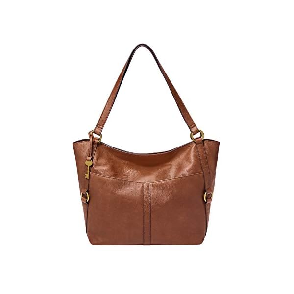 Fossil Women's Sam Leather Shopper Tote Purse Handbag, Brown