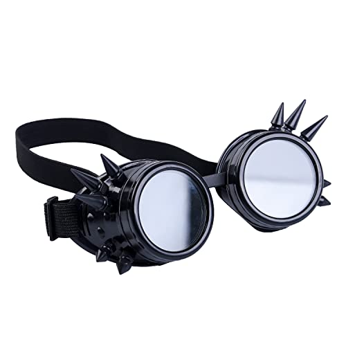 MEETOZ Retro Vintage Victorian Steampunk Gafas Gafas Soldadura Punk Cyber Gothic Cosplay (negro) Cover