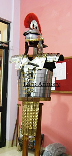 NauticalMart Roman Lorica Segmentata Armor with Attached Roman Cingulum Belt and Centurion Helmet