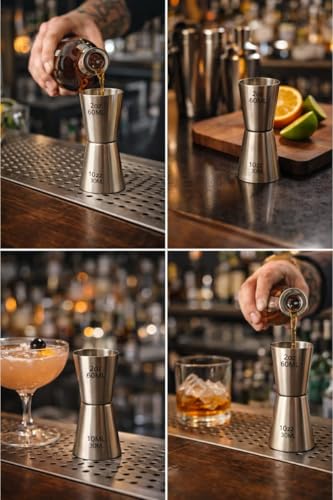 Image of 30 /60 ml Stainless Steel Double Jigger | Dual Shot Measure | Cocktail Peg Measure | Bar Measuring Cup | Food Grade Stainless Steel | Home Bar & Bartender Tool