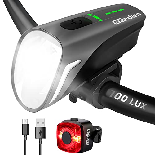 Gardien LED Fahrradlicht Set, 100 LUX USB Fahrradbeleuchtung Set mit 4...