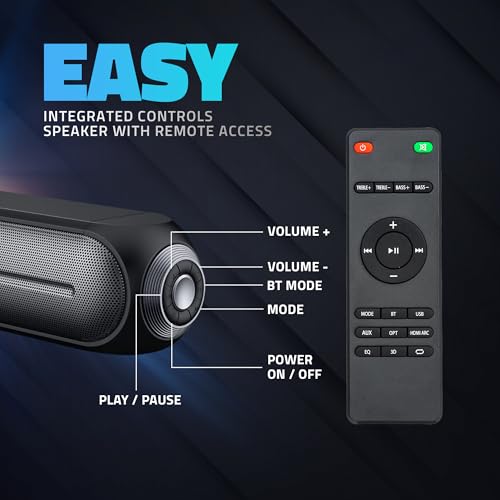 Image of Artis SoundHub 300 2.1 CH 160 Watts Wireless Bluetooth Soundbar with Wired Subwoofer & Multiple Input Modes: Bluetooth /HDMI (ARC) / AUX in /Optical