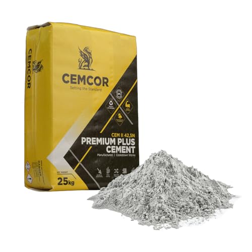 25kg Cemcor High Strength Premium Cement 42.5N - Ideal For Structural Concrete Reinforced Foundations Pre Cast Elements Pouring Concrete Slabs Preparing Mortar For Masonry Work - 1 x 25kg Bag
