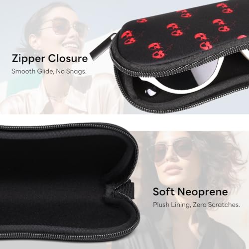 Image of Sunglasses Case with Belt Clip, Ultra Light Neoprene Zipper Soft Padded Glasses Case for Women Men