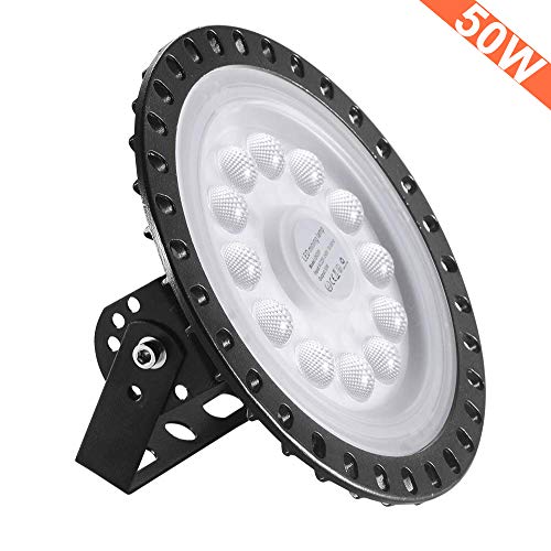 Preisvergleich Produktbild 50W Hallenstrahler, LED UFO Industrielampe Superhell 5000LM, IP67 Hallenbeleuchtung Werkstattbeleuchtung LED Deckenleuchte Werkstattlampe, Abstrahlwinkel 120°, Kaltweiß 6000K