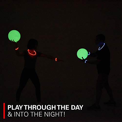 Rukket Dodgeball Set, Glow in The Dark Inflatable Playground Dodge Ball Gator Skin Game for Adults & Kids, Bouncy Kick, Foursquare, Toy with Bag & Air Pump (Glow-in-The-Dark Dodgeball Set)