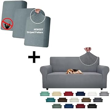 ZNSAYOTX Super Stretch Couch Cover + Individual Cushion Covers Sofa Cushion Couch Seat Covers Slipcovers Soft Replacement Unique Pattern Furniture Protector with Elastic Bottom