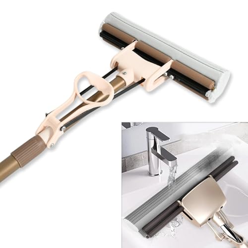 Image of Foam Mop with Super Absorbent Roller Sponge, Floor Cleaning Mop with Extendable Handle for Tiles, Kitchen, Bathroom & Home Cleaning