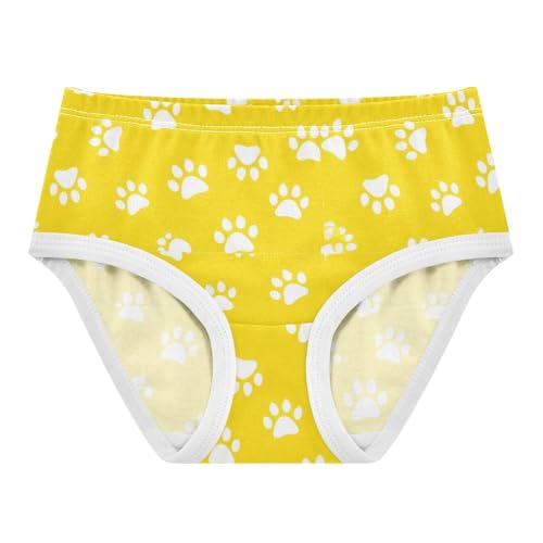 Toddler Girls Underwear 2t Cotton Panties Little Girl Florals Briefs Kids Undies Dog Paw Prints Bright Yellow