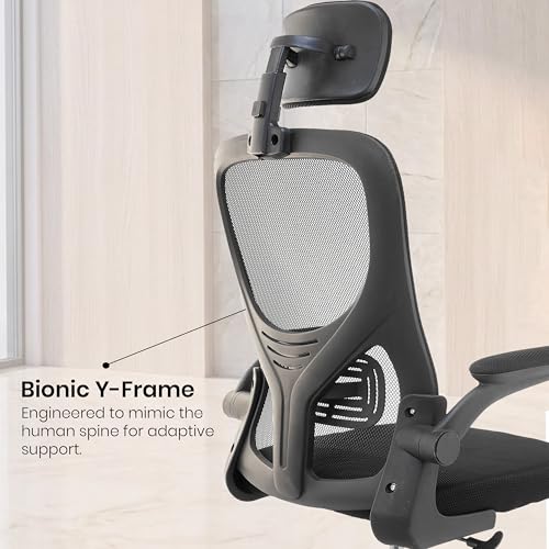 Image of Casa Copenhagen Black | High Back Imported Mesh Fabric Boss Office Chair | Y Design Ergonomic Back Support | 2D Aero Design Adjustable Armrests | Synchro Tilt Lock Mechanism