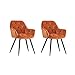 Greneric 2er Set Esszimmerstuhl aus Stoff (Samt) Wohnzimmerstuhl Farbauswahl Retro Design Armlehnstuhl Stuhl mit Rückenlehne Sessel Metallbeine Schwarz (Orange, 2)…