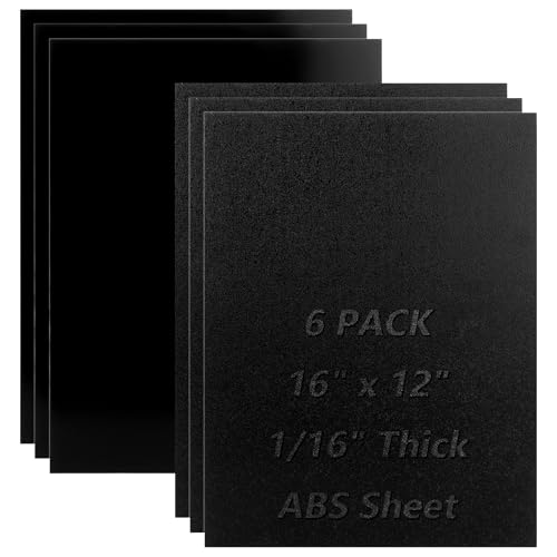 GBACHOOSE 6 lastre di plastica ABS, 40 x 30 cm, piastra di plastica 1,5 mm, pannelli di plastica nero, piastra di plastica per modellismo, decorazione della casa, artigianato, parafango