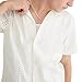 Aeropostale Men's Short Sleeve Textured Eyelet Shirt, Ivory, Small