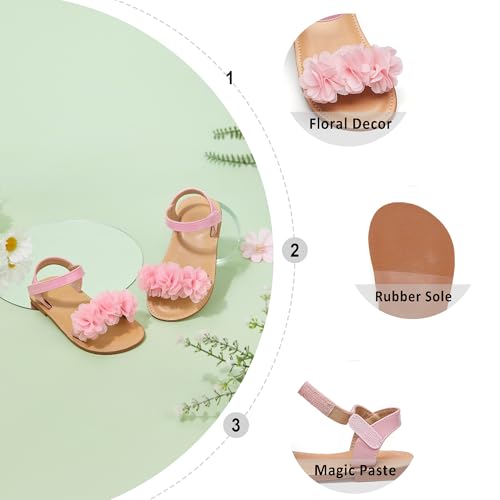 Image of Otter MOMO Girls Open Toe Princess Flat Sandals with Comfort Sole Summer Sandals