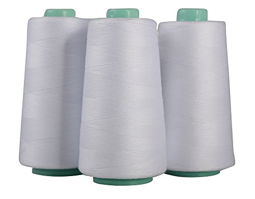 High Speed Polyester Sewing Thread 4 Cone 6000 Yards Sewing & Quilting Use Industrial Standard Color All Purpose Thread by Secret Life (4 Cone x 6000 Yards, White)