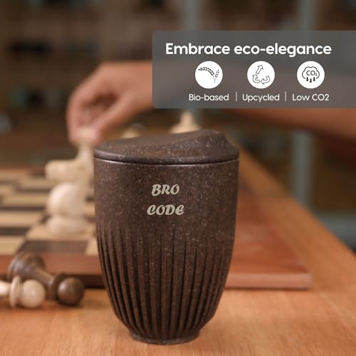 Image of Eha Earth Friendly Customised Coffee Mugs and Coasters Set of 2 with Loopac, 350 ml | Made with Rice Husk Biocomposite | Personalized Gifts for Friends and Family | Coffee