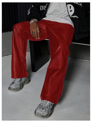 Floerns Men's PU Leather Flare Leg Pants Street Disco Pant with Pocket2