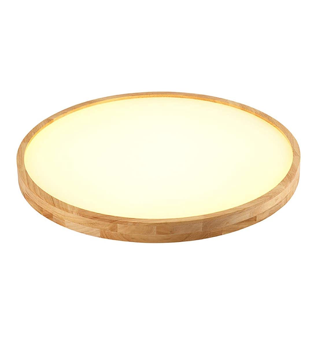 Plafón LED de madera Luz de techo redondo ultrafino de roble regulable con mando a distancia lámpara de dormitorio, sala de estar, IP44, Candelabro para baño, garaje, estudio, comedor, aplique, Ø50cm