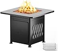 East Oak 32" Upgraded Outdoor Propane Fire Pit Table | 52,000 BTU Gas Fire Pit Table for Outside with Magnetic Lid | Storage Basket & Lava Rocks | CSA Certified for Patio, Garden & Backyard | Black