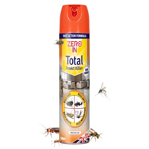 Zero In Total Indoor Insect Killer Knockdown Action for Indoor Flying & Crawling Insects  Low Odour Stain-Free Bug Spray - Suitable for Home 300ml