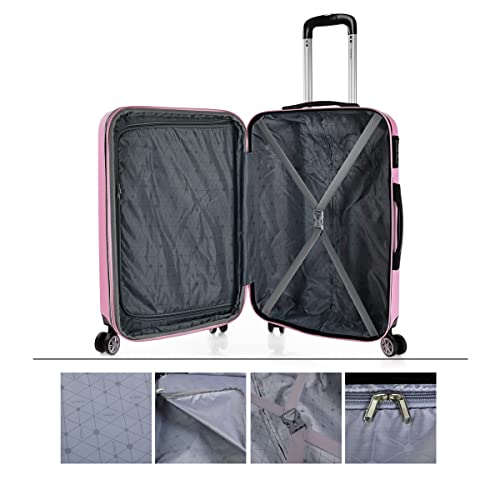 Image of ITACA Juego Maletas de Viaje 4 Ruedas Trolley ABS. Extensibles Rigidas Resistentes y Ligeras. Mango Asas Candado. Pequena Cabina Low Cost, Mediana y Grande y neceser. T71500, Pink, S + M, Casual