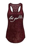 Tough Cookie Clothing Tank Top – Women’s Workout Active Yoga Burnout Racerback Sleeveless Let Go Birds Print T Shirt Tee Maroon M