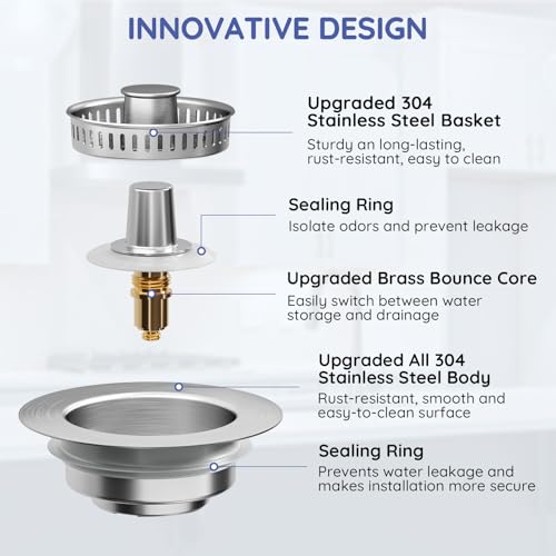 Colador para desagüe de cocina 3 en 1 de acero inoxidable miniatura 5