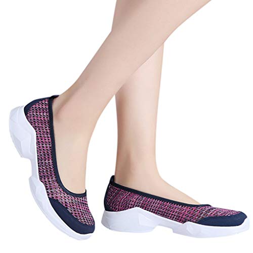 Shoes For Women For Work In Office Womens Running Shoes Ladies Slip-On Walking Tennis Sneakers Light Breathable Casual Soft Sole Mesh Workout Sports Shoes Platform Loafersfor Women Hot Pink #TOP2