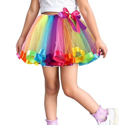 Faldas para niñas para fiestas de baile, ballet, ocio, diseño fácil de limpiar, ideal para actividades al aire libre, cintura elástica para mayor comodidad, tallas de 2 a 12 años, multicolor, 10-12