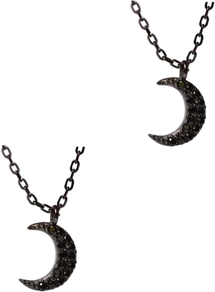 YYZKYTO 2pcs Chic Moon Dangle Necklace Inspired Rhinestone Clavicle Chain Statement Jewelry