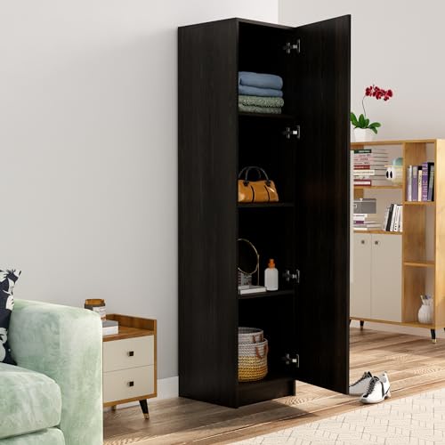 Image of Bniture Wooden Almirah for Clothes, Door for Bedroom, 1 Door Wardrobe Huge Storage Space (42D x 43W x 183H CM) | 3 Year Warranty (Flower Wenge) (Flower Wenge)