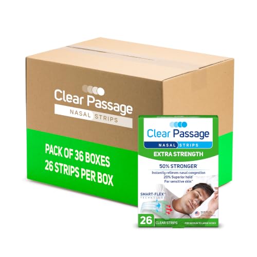 Image of Clear Passage Nasal Strips, Clear Extra Strength, 26 Count (Pack of 36)
