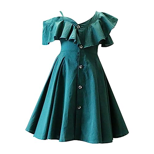 Toddler Kids Summer Dress Sleeveless Strapless Ruffle Buttons Tutu Dress Girl Birthday Wedding Guest Dress