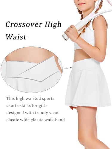 Image of Haloumoning Girls Tennis Skirt High Waisted Athletic Skorts