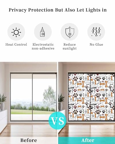 Película decorativa para ventana con diseño de patas de perro miniatura 4