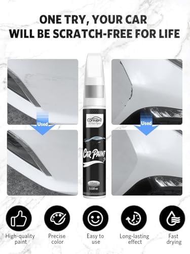Snow White Pearl Tricoat(SWP) for Kia Touch Up Paint Pen, 2 in 1 Car Scratch Remover with Pen Tip and Brush, Precise Color Match for Car Paint Scratch Repair, Quickly and Easily Fix Chips and Nicks