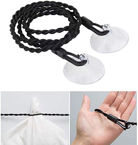 nuosen Travel Clothes Washing Line, Extendable Travel Clothes Line with Hooks & Suction Cup Attachments for Outdoors Camping Laundry Hanging Line