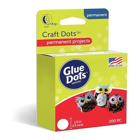 Glue Dots, Craft Dots, Double-Sided, 1/2", .5 Inch, 200 Dots, DIY Craft Glue Tape, Sticky Adhesive Glue Points, Liquid Hot Glue Alternative, Clear Cover
