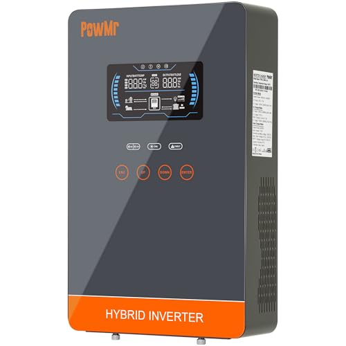 PowMr Solar Inverter 4000W 24V to 110V, Glass Top LCD