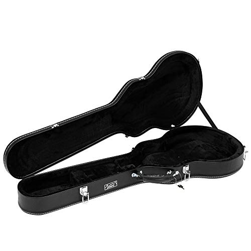 GLARRY Portable Electric Guitar Hard Shell Case Microgroove Bulge Surface Deluxe Guitar Case Black