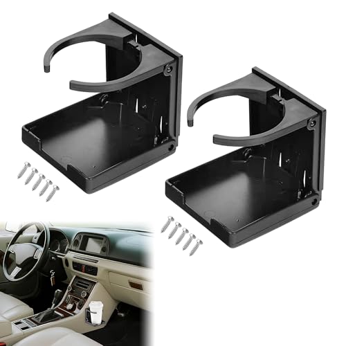 2pcs Car Cup Holder Adjustable Folding Car Drink Holders Corrosion Resistant Save Space Van Cup Holder Fit Most Size Mugs Water Bottle Drink for Trucks RVs Vans Boats Campers Caravans Black