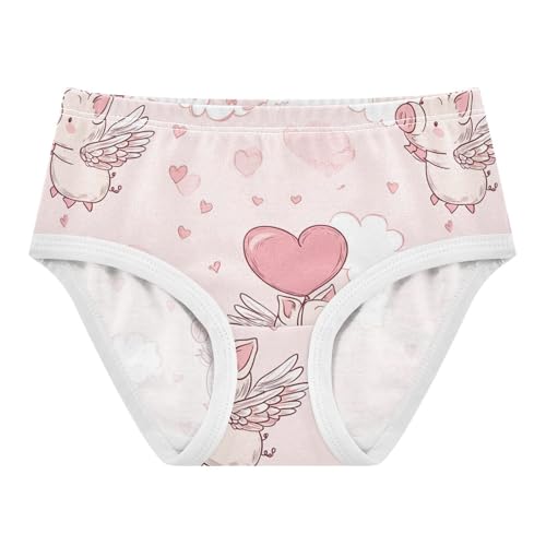 Wusikd Cute Pig Wings Girls' Underwear Cotton Heart Girls Briefs Soft Toddler Underwear 2T