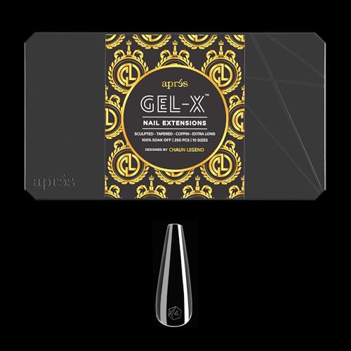 Chaun Legend x Apres Nail Gel-X Sculpted Stiletto Extra Long Box of Tips | 250 Gel-X Tips | Premium Quality | 10 Sizes 0-9 | No Size 00 Included | 2022 Version