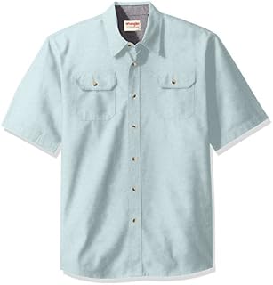 Wrangler Authentics Men's Short Sleeve Classic Twill Shirt, Sterling Blue, L