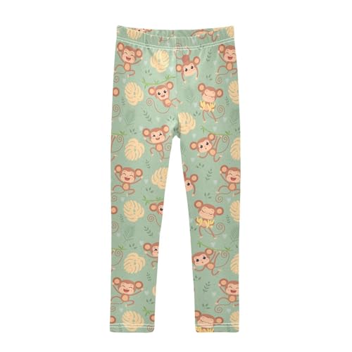 Girls Basic Leggings Baby Girls Pants Monkey Cartoon Soft Footless Stretchy Tights Pants 4-10Y