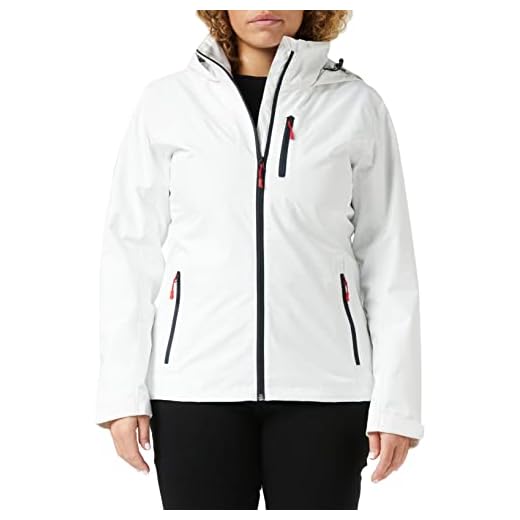 Helly Hansen W Crew Hooded Midlayer Chaqueta Impermeable, Cortavientos y Transpirable, con Capucha, Mujer, Blanco, M