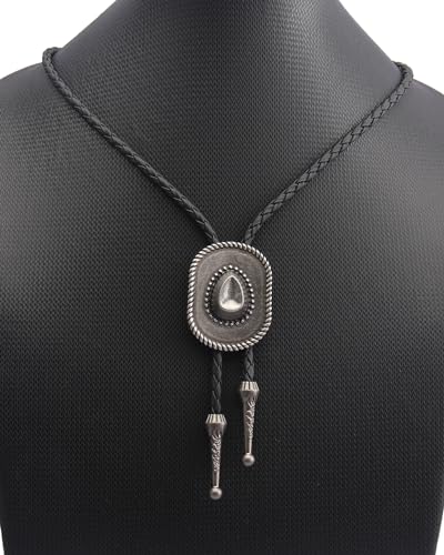 Image of GelConnie Native American Bolo Tie Rodeo Cowboy Leather Necktie Western Necklace Costume Accessories for Men,Women