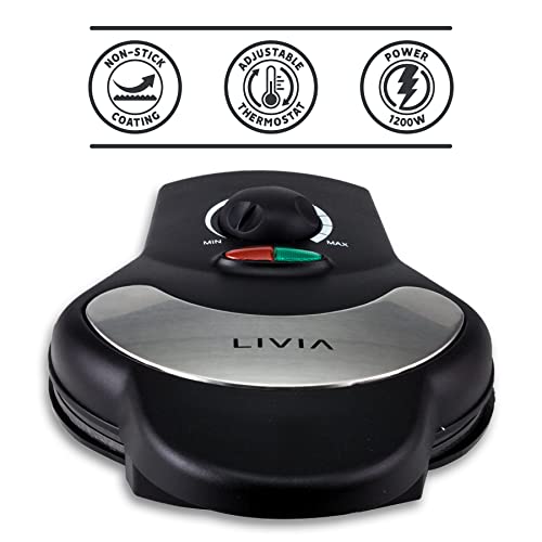LIVIA Waffeleisen für schöne Herzwaffeln | Elektrischer Waffle Maker mit stufenlos wählbarer Bräunungsgrad… – Bild 3